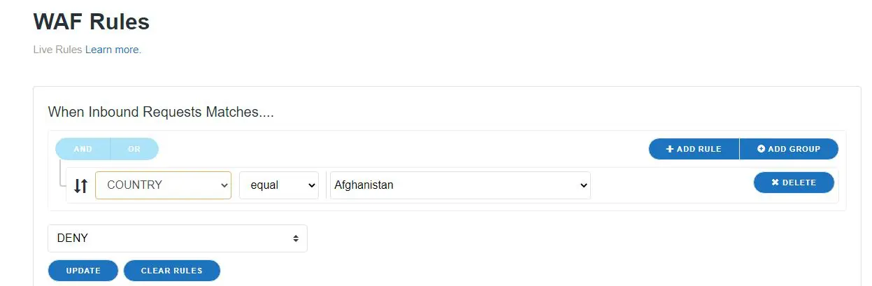 Define a rule filter - Prophaze WAF