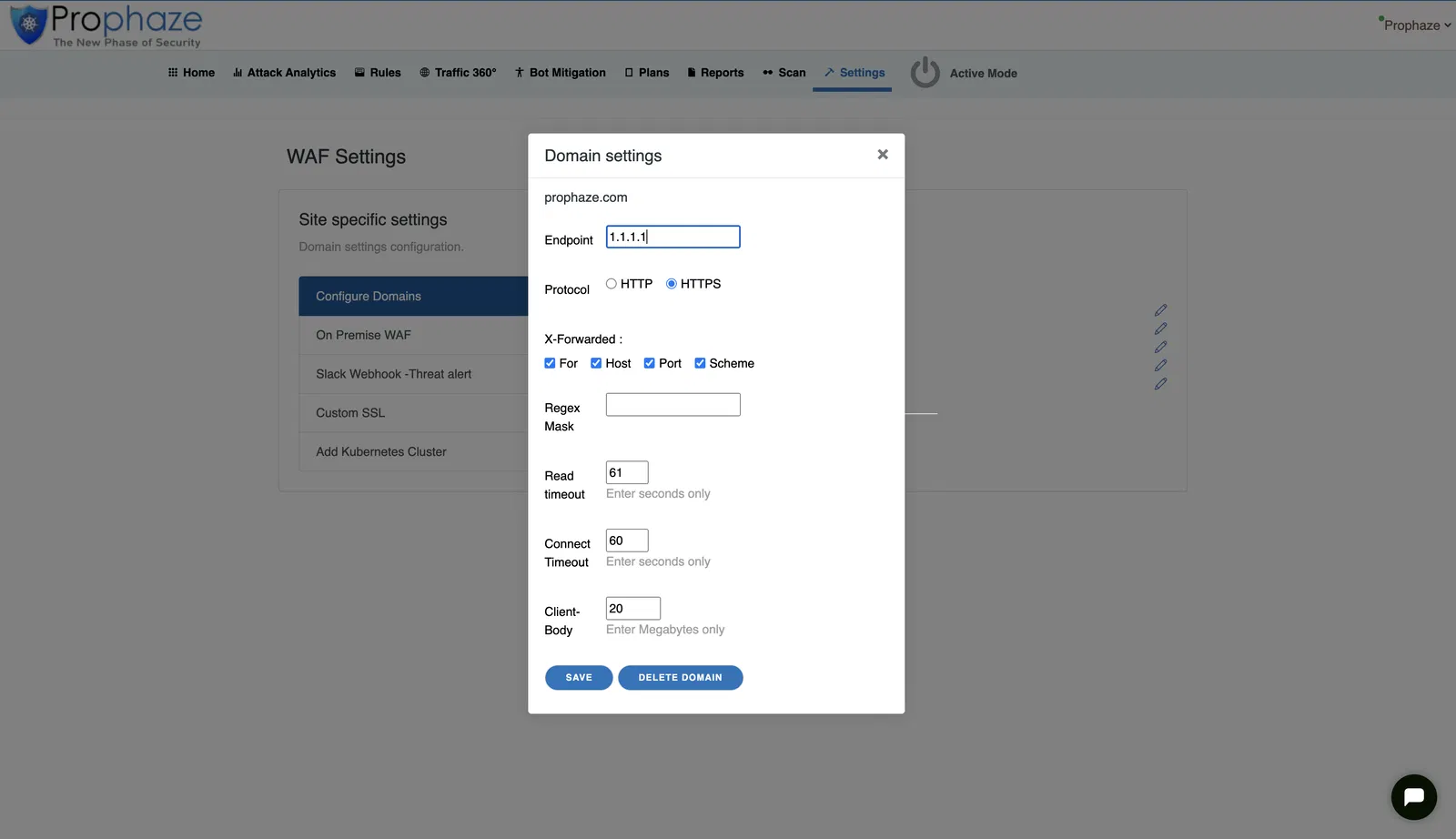 Granular Control Over Proxy Settings - Prophaze WAF