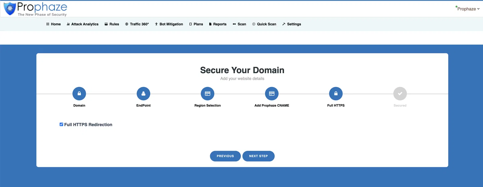 Full HTTPS Redirection - Prophaze WAF