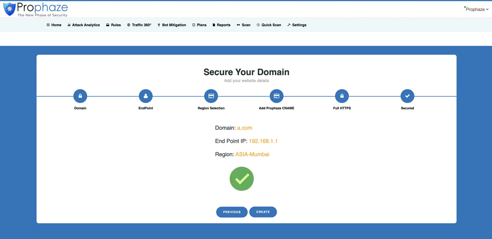 Prophaze WAF Registration Process