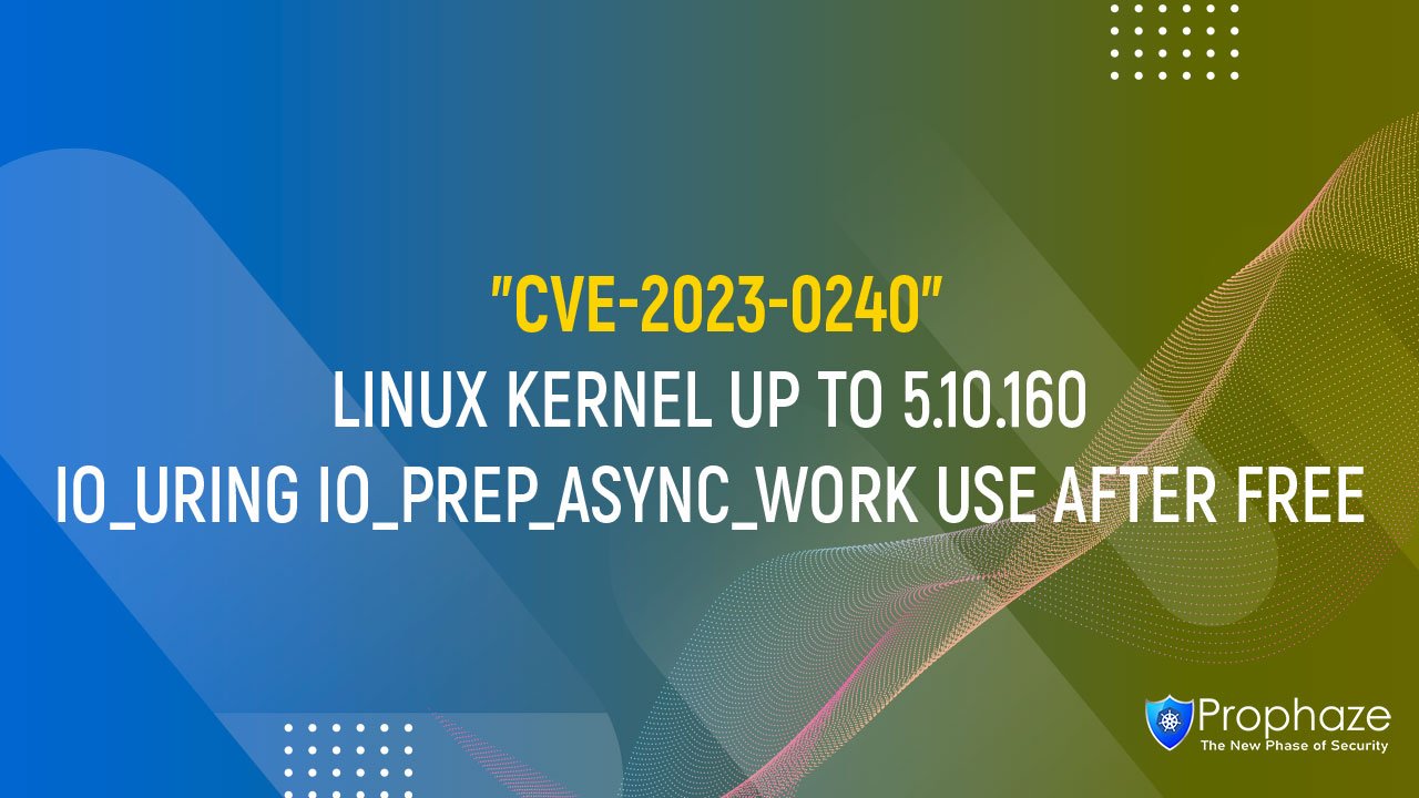 CVE-2023-0240 : LINUX KERNEL UP TO 5.10.160 IO_URING IO_PREP_ASYNC_WORK USE AFTER FREE