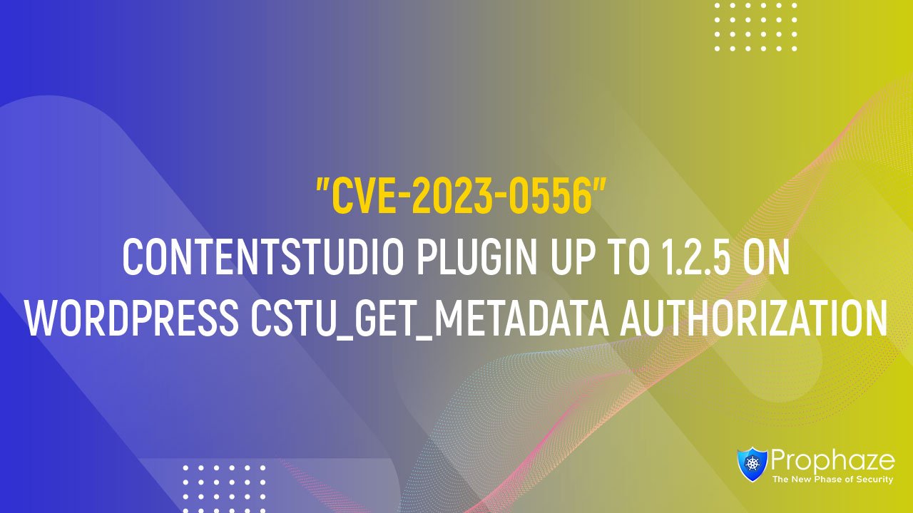 CVE-2023-0556 : CONTENTSTUDIO PLUGIN UP TO 1.2.5 ON WORDPRESS CSTU_GET_METADATA AUTHORIZATION
