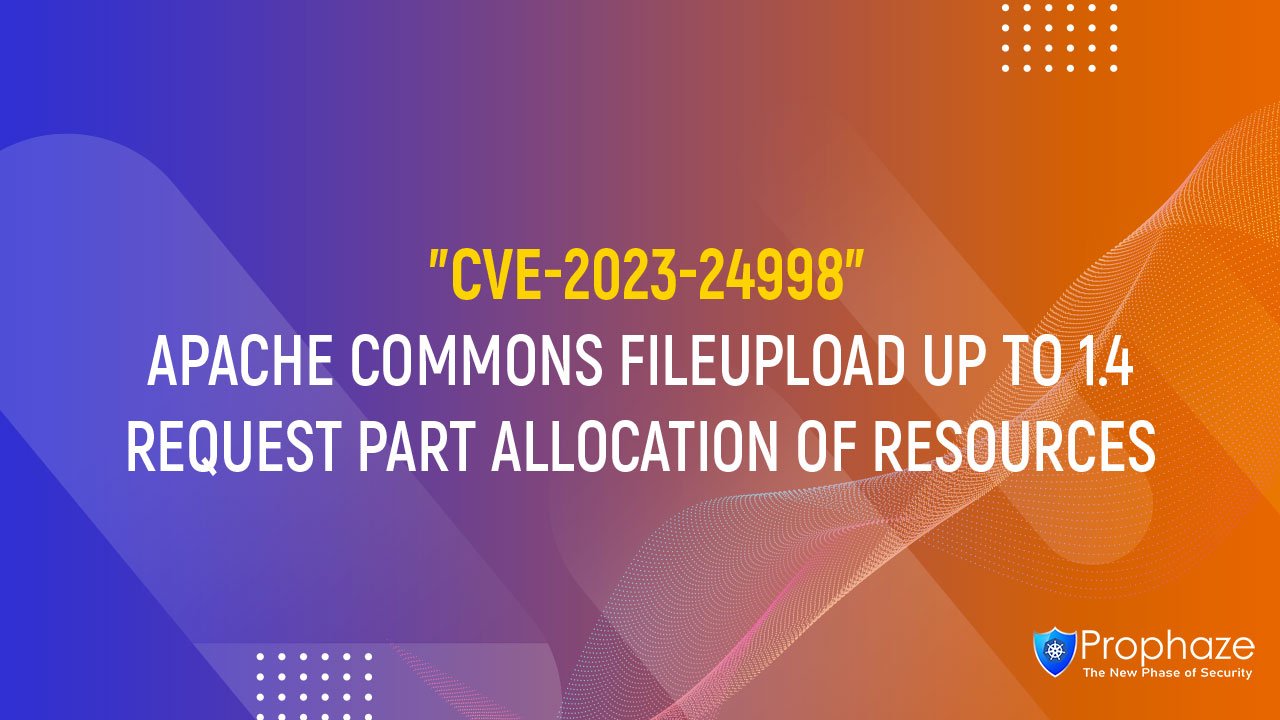 CVE-2023-24998 : APACHE COMMONS FILEUPLOAD UP TO 1.4 REQUEST PART ALLOCATION OF RESOURCES
