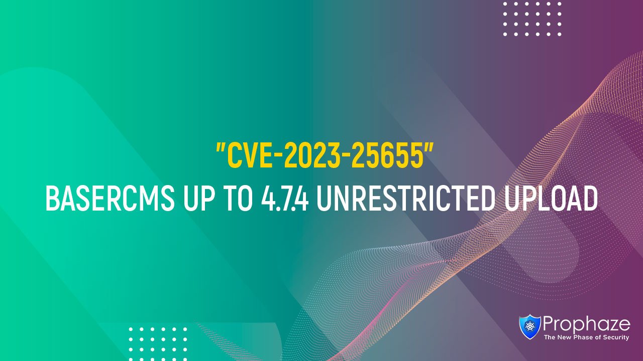 CVE-2023-25655 : BASERCMS UP TO 4.7.4 UNRESTRICTED UPLOAD