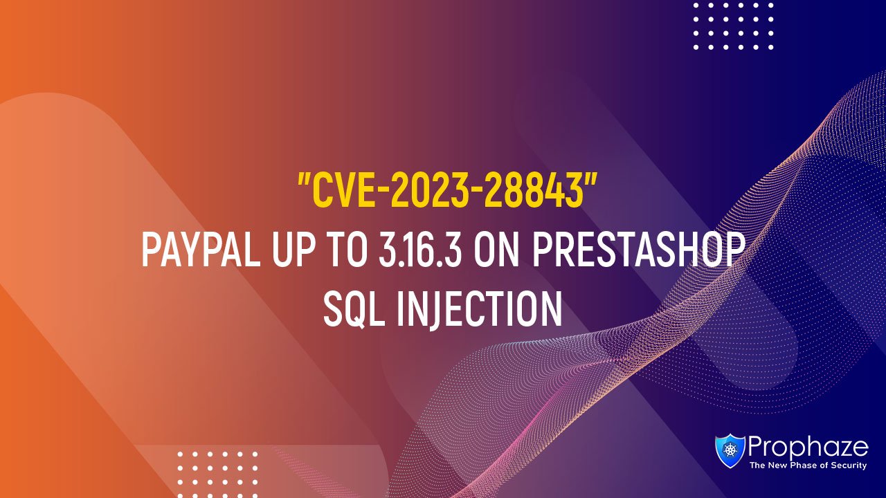 CVE-2023-28843 : PAYPAL UP TO 3.16.3 ON PRESTASHOP SQL INJECTION
