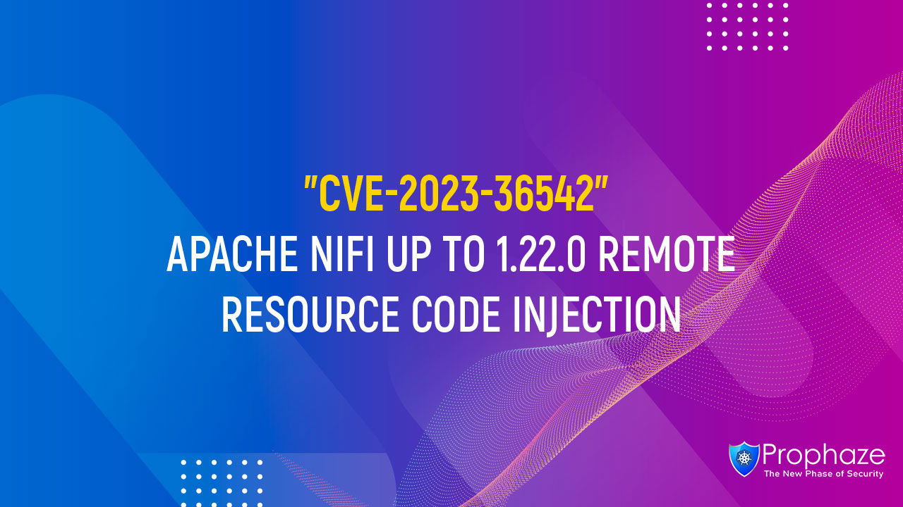 CVE-2023-36542 : APACHE NIFI UP TO 1.22.0 REMOTE RESOURCE CODE INJECTION