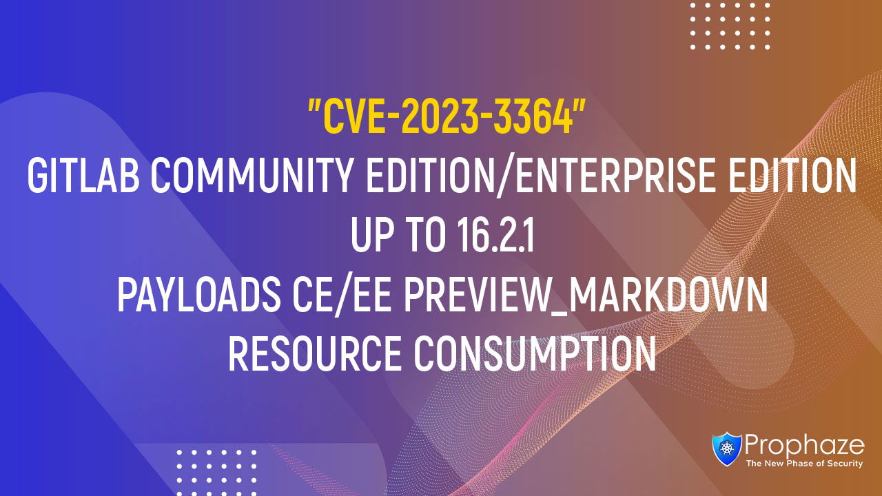 CVE-2023-3364 : GITLAB COMMUNITY EDITION/ENTERPRISE EDITION UP TO 16.2.1 PAYLOADS CE/EE PREVIEW_MARKDOWN RESOURCE CONSUMPTION