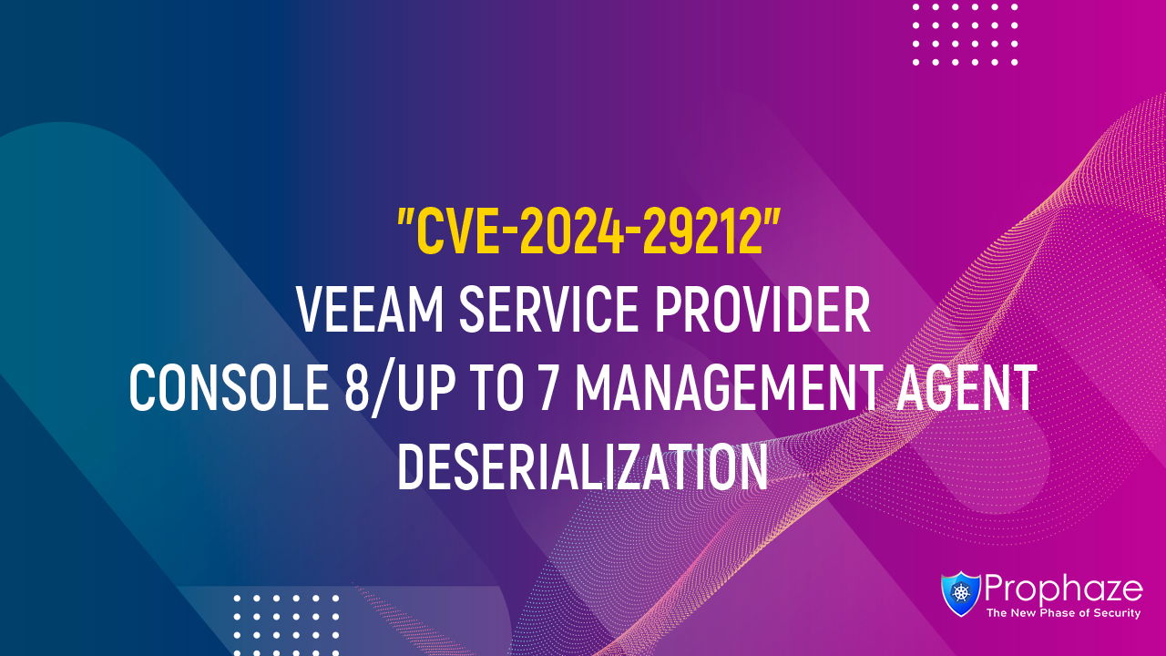 CVE-2024-29212 : VEEAM SERVICE PROVIDER CONSOLE 8/UP TO 7 MANAGEMENT AGENT DESERIALIZATION