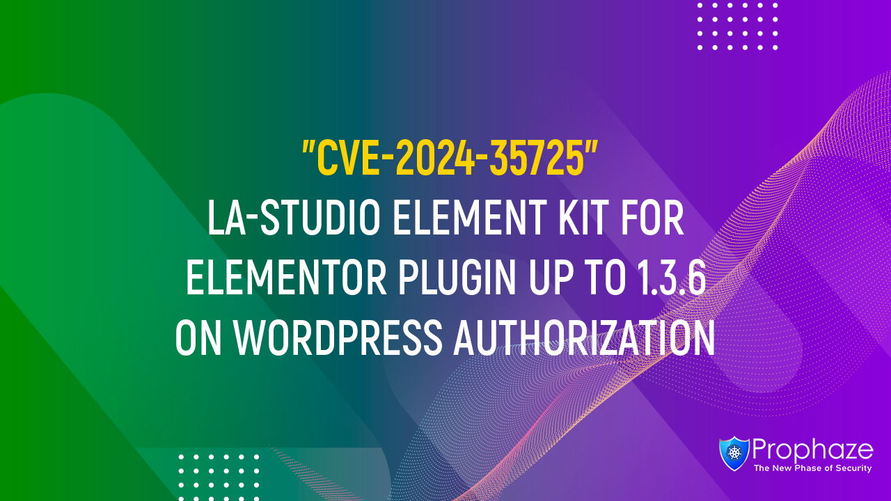 CVE-2024-35725 : LA-STUDIO ELEMENT KIT FOR ELEMENTOR PLUGIN UP TO 1.3.6 ON WORDPRESS AUTHORIZATION