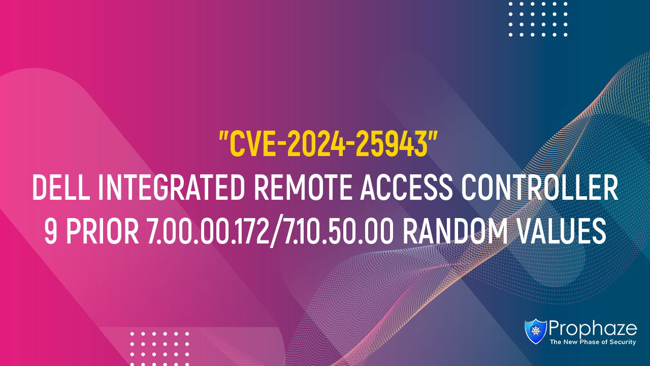 CVE-2024-25943 : DELL INTEGRATED REMOTE ACCESS CONTROLLER 9 PRIOR 7.00.00.172/7.10.50.00 RANDOM VALUES