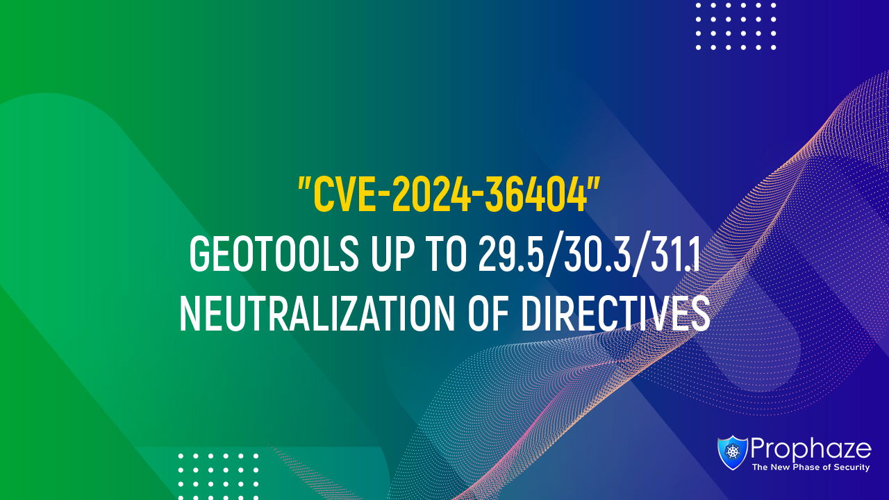 CVE-2024-36404 : GEOTOOLS UP TO 29.5/30.3/31.1 NEUTRALIZATION OF DIRECTIVES