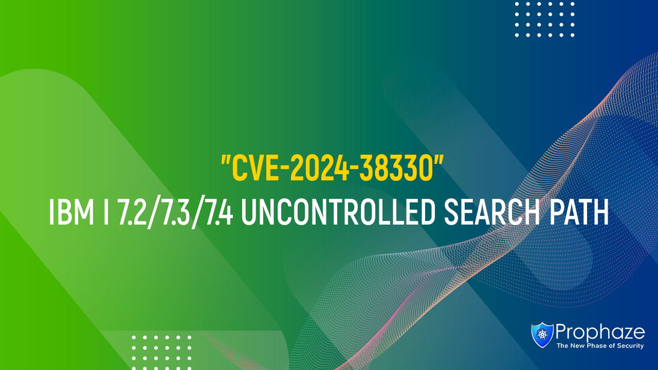 CVE-2024-38330 : IBM I 7.2/7.3/7.4 UNCONTROLLED SEARCH PATH