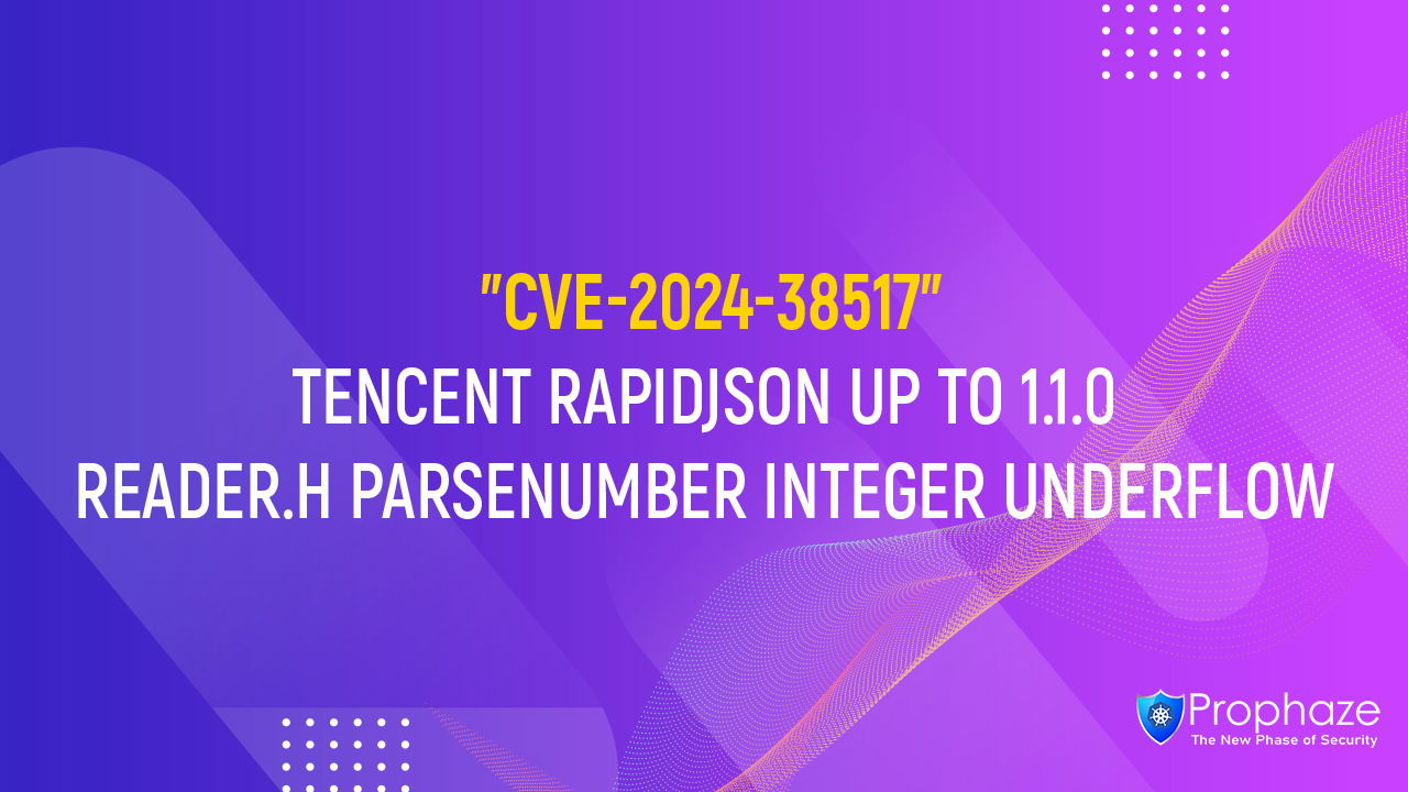 CVE-2024-38517 : TENCENT RAPIDJSON UP TO 1.1.0 READER.H PARSENUMBER INTEGER UNDERFLOW