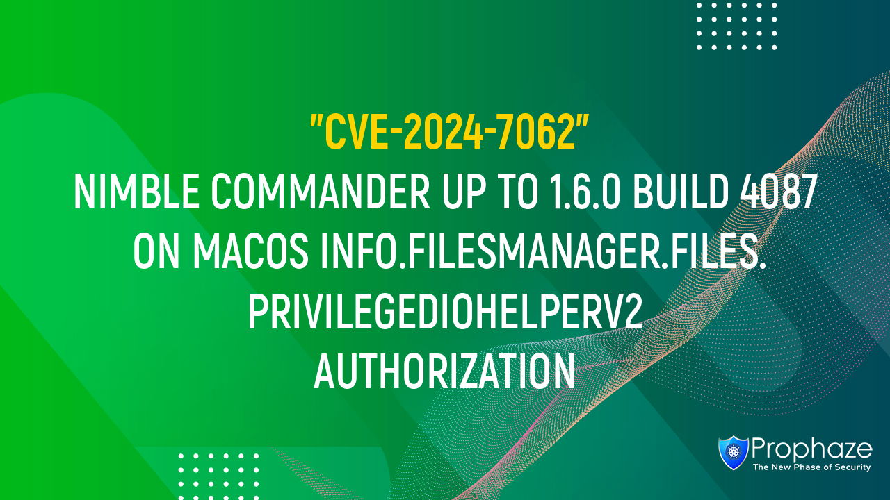 CVE-2024-7062 : NIMBLE COMMANDER UP TO 1.6.0 BUILD 4087 ON MACOS INFO.FILESMANAGER.FILES.PRIVILEGEDIOHELPERV2 AUTHORIZATION