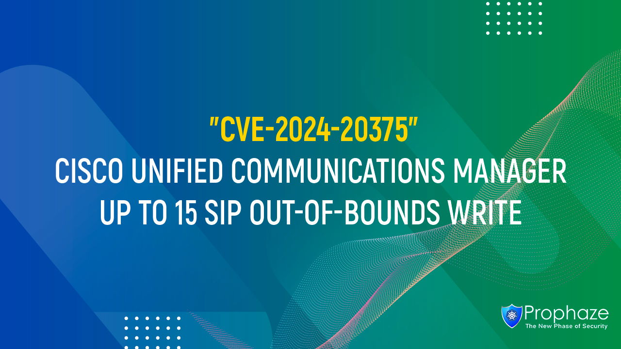 CVE-2024-20375 : CISCO UNIFIED COMMUNICATIONS MANAGER UP TO 15 SIP OUT-OF-BOUNDS WRITE