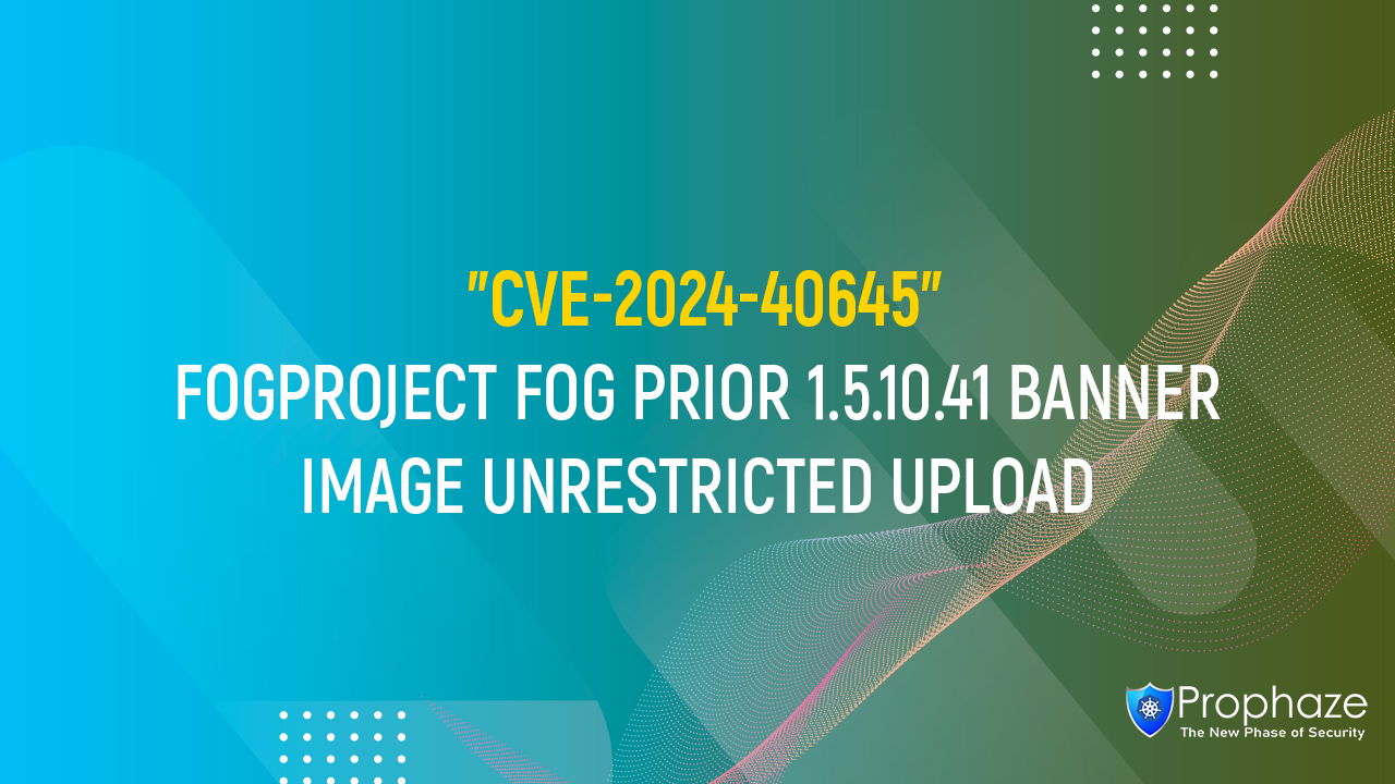 CVE-2024-40645 : FOGPROJECT FOG PRIOR 1.5.10.41 BANNER IMAGE UNRESTRICTED UPLOAD