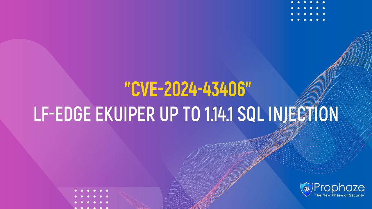 CVE-2024-43406 : LF-EDGE EKUIPER UP TO 1.14.1 SQL INJECTION