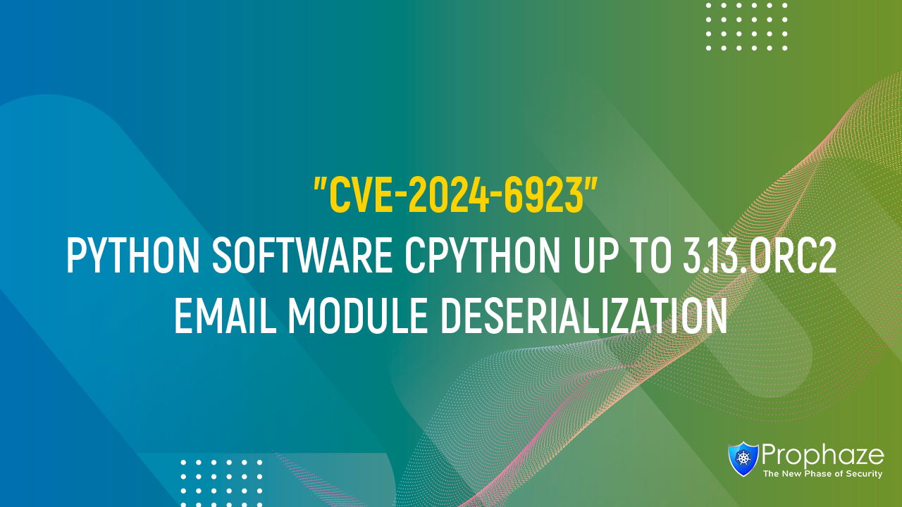 CVE-2024-6923 : PYTHON SOFTWARE CPYTHON UP TO 3.13.ORC2 EMAIL MODULE DESERIALIZATION