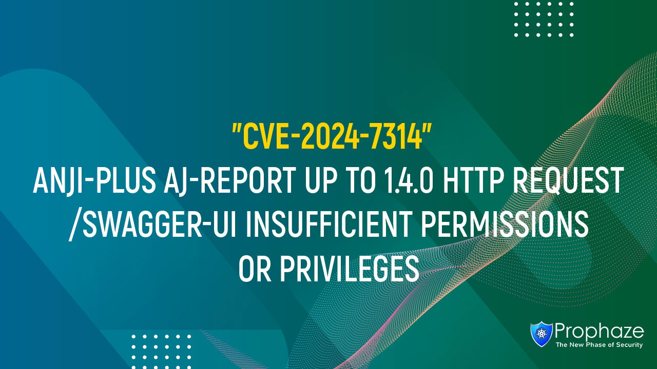 CVE-2024-7314 : ANJI-PLUS AJ-REPORT UP TO 1.4.0 HTTP REQUEST /SWAGGER-UI INSUFFICIENT PERMISSIONS OR PRIVILEGES