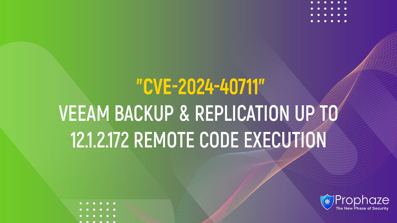 CVE-2024-40711 : VEEAM BACKUP & REPLICATION UP TO 12.1.2.172 REMOTE CODE EXECUTION