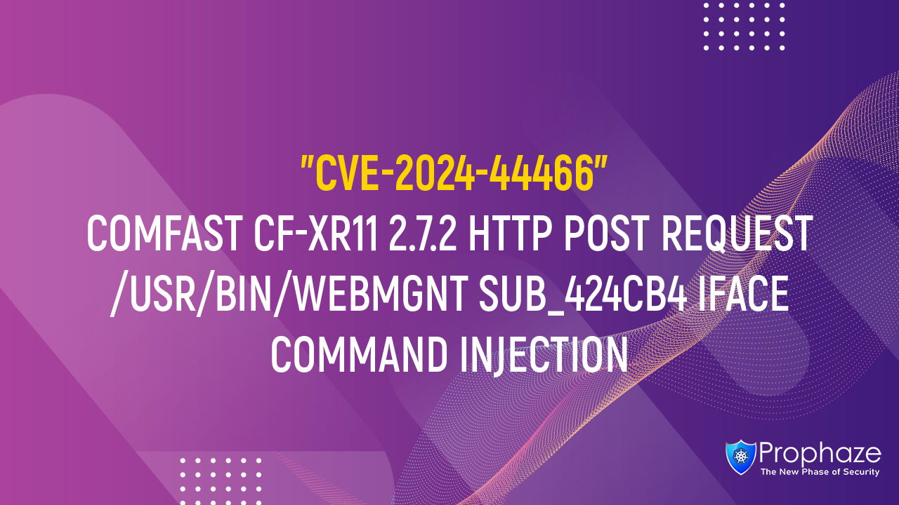 CVE-2024-44466 : COMFAST CF-XR11 2.7.2 HTTP POST REQUEST /USR/BIN/WEBMGNT SUB_424CB4 IFACE COMMAND INJECTION