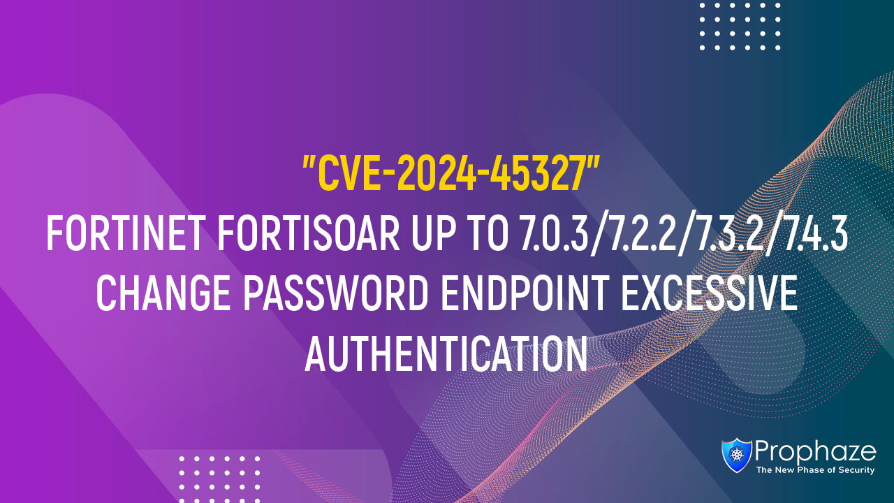 CVE-2024-45327 : FORTINET FORTISOAR UP TO 7.0.3/7.2.2/7.3.2/7.4.3 CHANGE PASSWORD ENDPOINT EXCESSIVE AUTHENTICATION