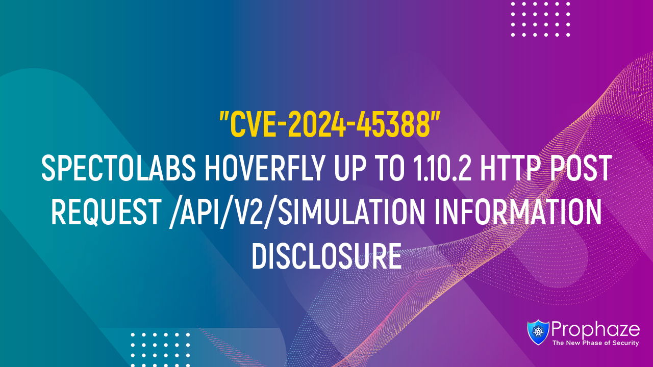 CVE-2024-45388 : SPECTOLABS HOVERFLY UP TO 1.10.2 HTTP POST REQUEST /API/V2/SIMULATION INFORMATION DISCLOSURE