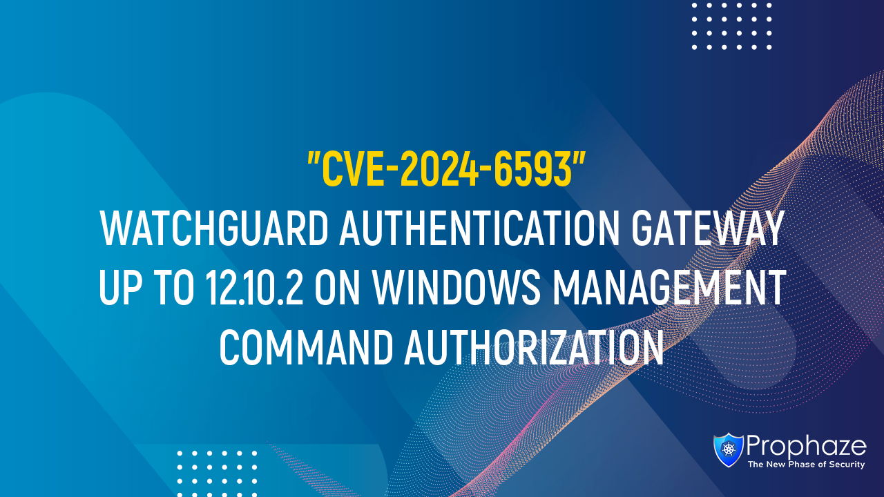 CVE-2024-6593 : WATCHGUARD AUTHENTICATION GATEWAY UP TO 12.10.2 ON WINDOWS MANAGEMENT COMMAND AUTHORIZATION