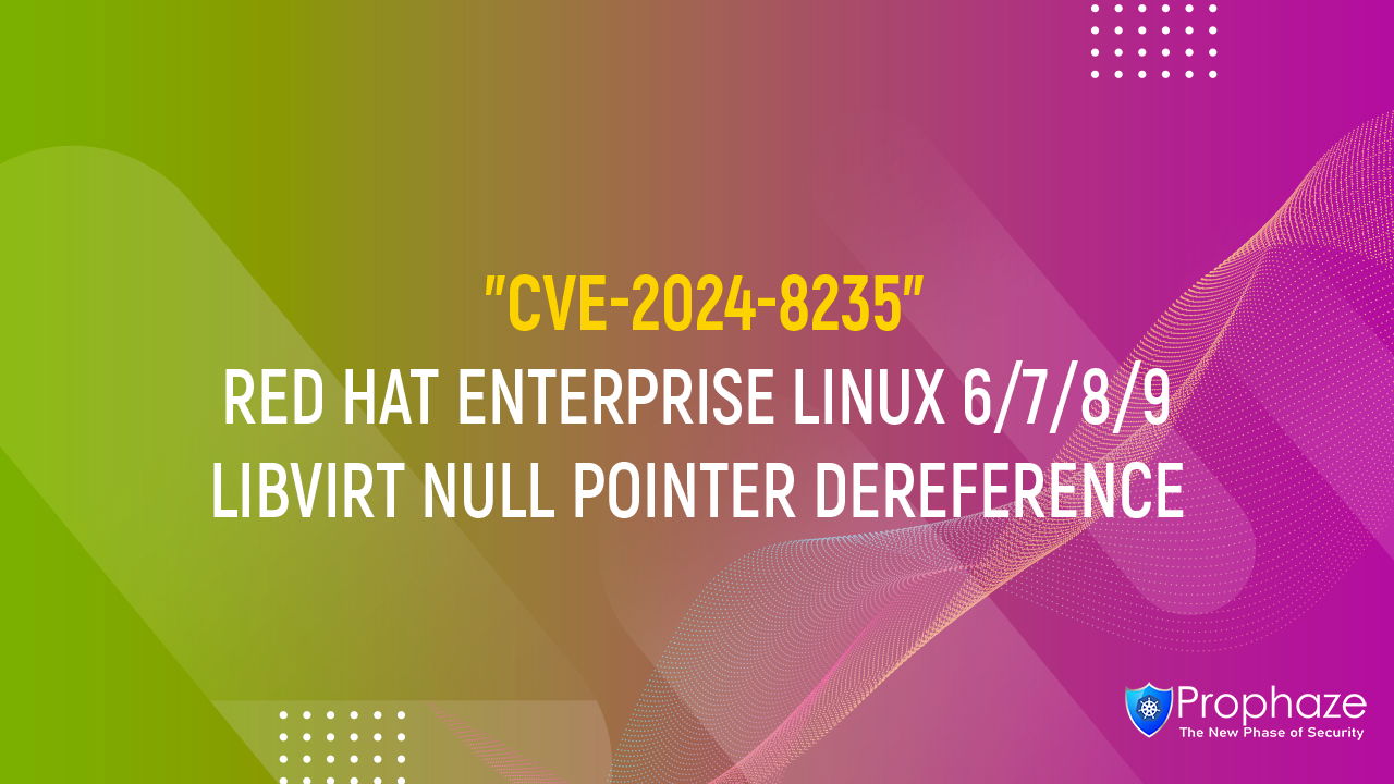 CVE-2024-8235 : RED HAT ENTERPRISE LINUX 6/7/8/9 LIBVIRT NULL POINTER DEREFERENCE