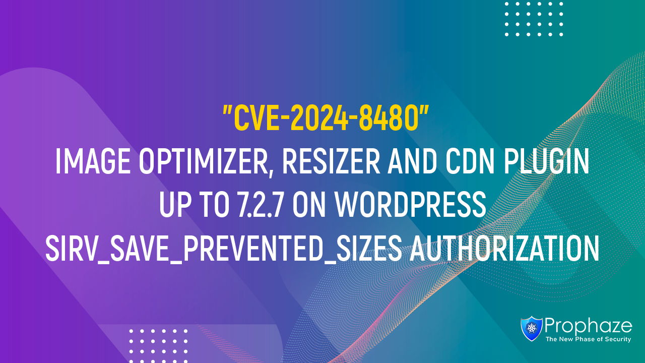 CVE-2024-8480 : IMAGE OPTIMIZER, RESIZER AND CDN PLUGIN UP TO 7.2.7 ON WORDPRESS SIRV_SAVE_PREVENTED_SIZES AUTHORIZATION