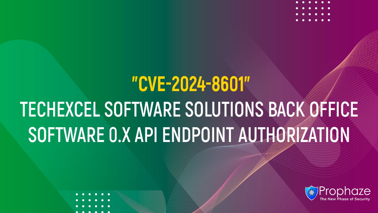 CVE-2024-8601 : TECHEXCEL SOFTWARE SOLUTIONS BACK OFFICE SOFTWARE 0.X API ENDPOINT AUTHORIZATION