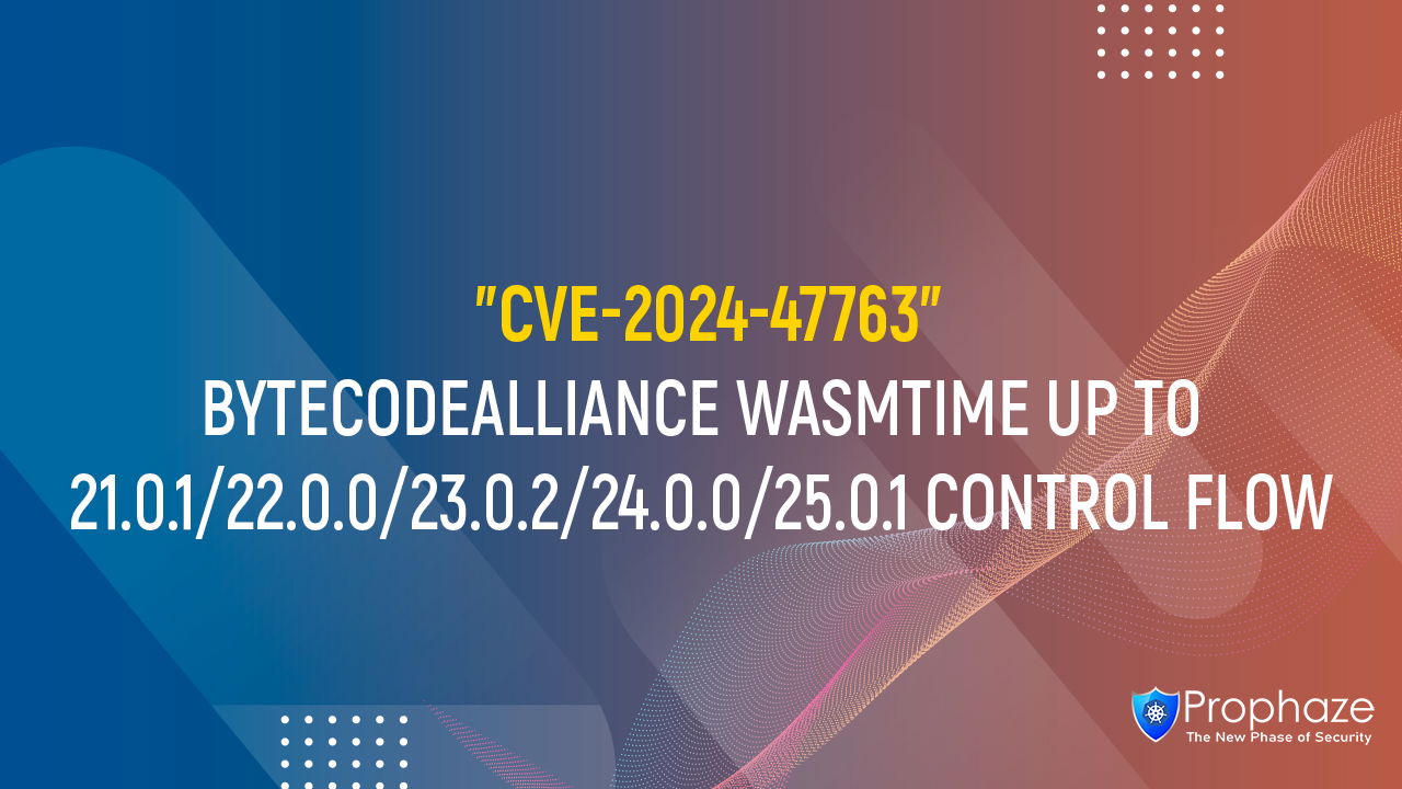 CVE-2024-47763 : BYTECODEALLIANCE WASMTIME UP TO 21.0.1/22.0.0/23.0.2/24.0.0/25.0.1 CONTROL FLOW