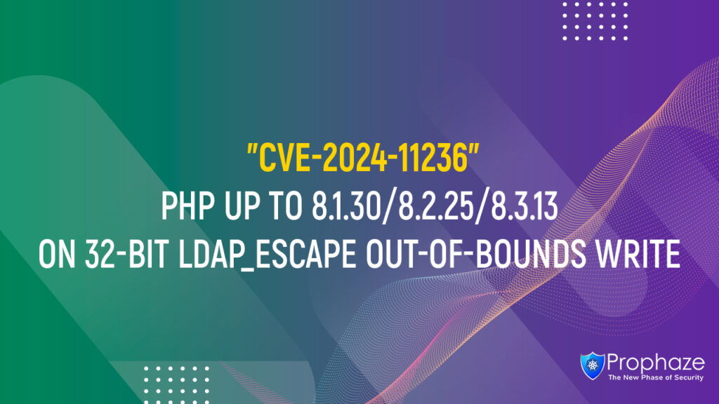 CVE-2024-11236 : PHP UP TO 8.1.30/8.2.25/8.3.13 ON 32-BIT LDAP_ESCAPE OUT-OF-BOUNDS WRITE