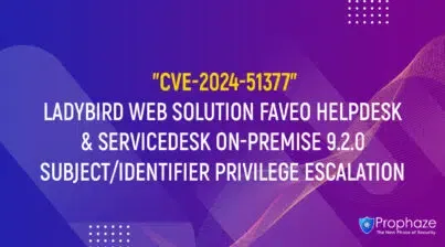 CVE-2024-51377 : LADYBIRD WEB SOLUTION FAVEO HELPDESK & SERVICEDESK ON-PREMISE 9.2.0 SUBJECT/IDENTIFIER PRIVILEGE ESCALATION