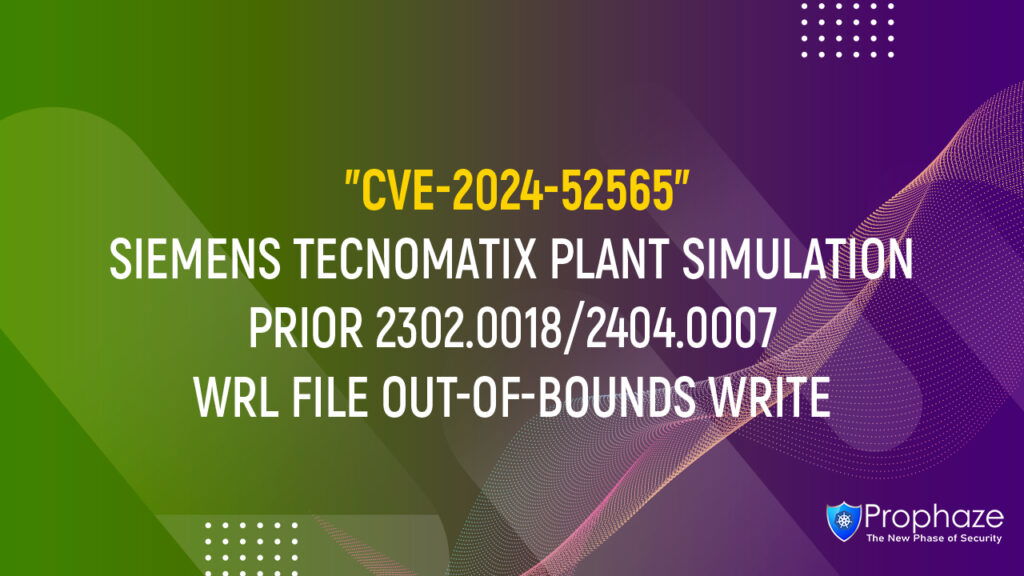 CVE-2024-52565 : SIEMENS TECNOMATIX PLANT SIMULATION PRIOR 2302.0018/2404.0007 WRL FILE OUT-OF-BOUNDS WRITE